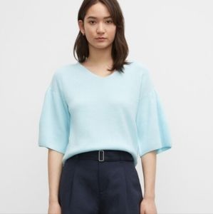 Club Monaco Shirt Sleeve Ribbed Light Pale Blue Sweater XS NEW NWT